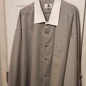 Italo Mondo Men Gray With White Collar & French Cuff Dress Shirt  19